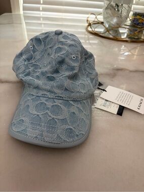 Coach light Blue Signature Denim Cap